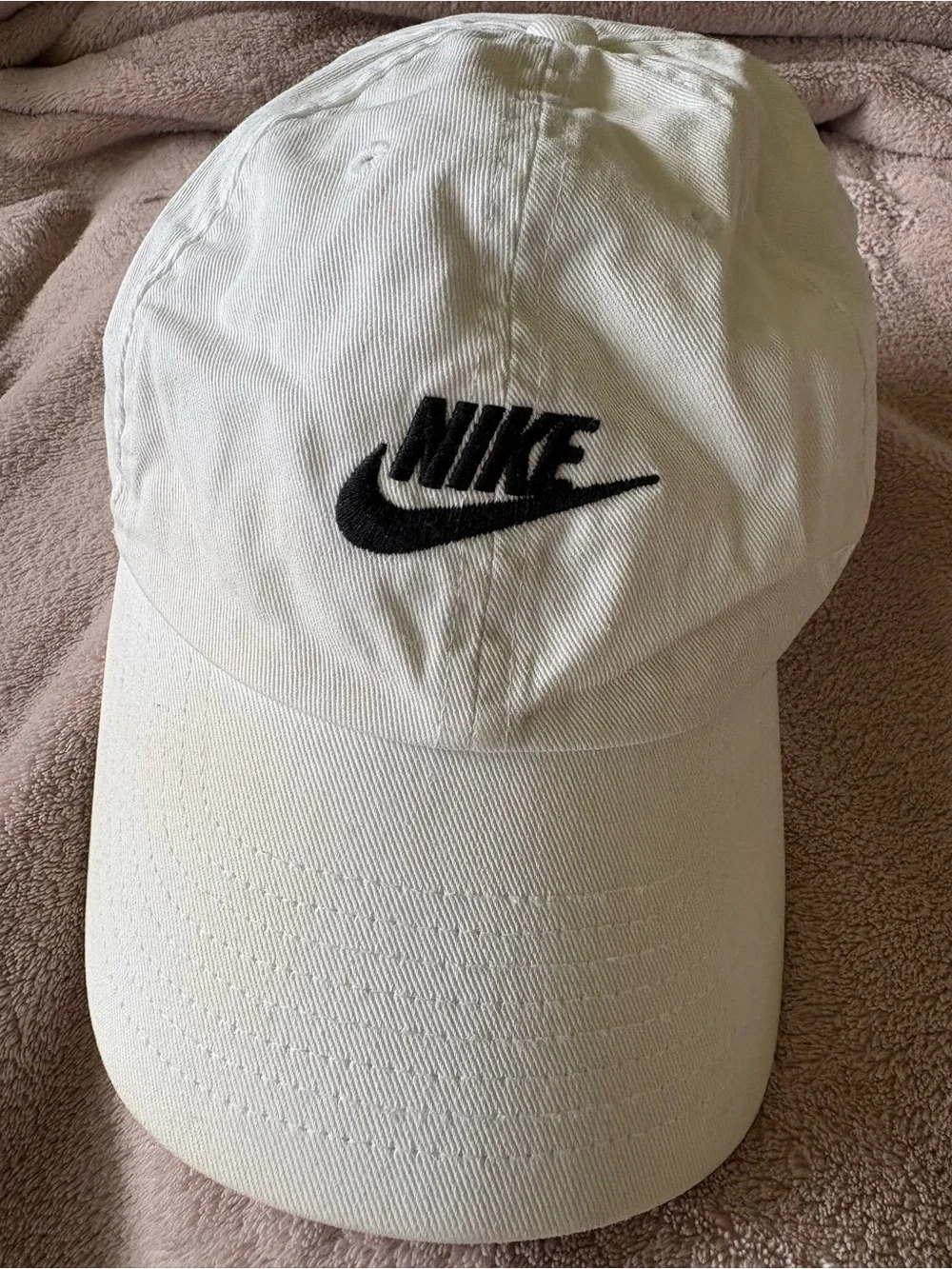 Nike White Cap with Black Swoosh Embroidery